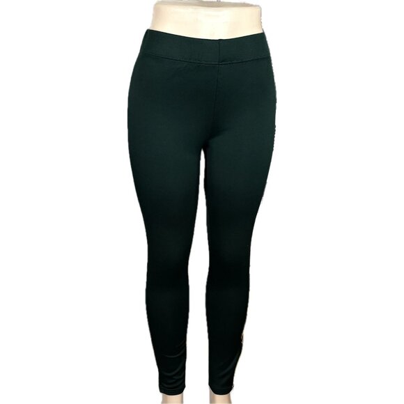 French Laundry M Green Stretch Elastic Waist Faux Back Pockets Ankle Zip Pants - Picture 2 of 6